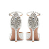 Baotou Hollow High Heel Women's Sandals Pointed Tip Thin Heel One-word Button Rhinestone Wedding Shoes Bridal Shoes