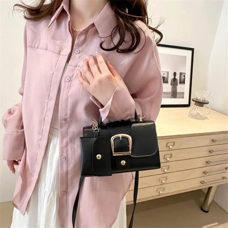 Flip Top Buckle Design Handbag Shoulder Bag with Adjustable Strap, Stylish Crossbody Purse for Women Tote Bag with Mini Pouch