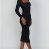 Autumn and Winter Women Sexy Bodycon Dress Square Neck Long Sleeved Ladies Evening Dresses