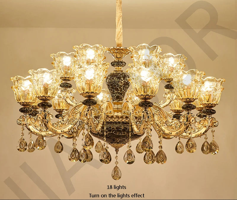 Chandelier Living Room Grand Luxury Crystal Lamp Dining Room Bedroom Decoration French Retro Chandelier Lighting Fixtures