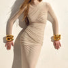 Articat Elegant Mesh Patchwork Long Sleeve Bodycon Party Club Evening Dress Sexy Double Layer Perspective Vestido Autum Clothing