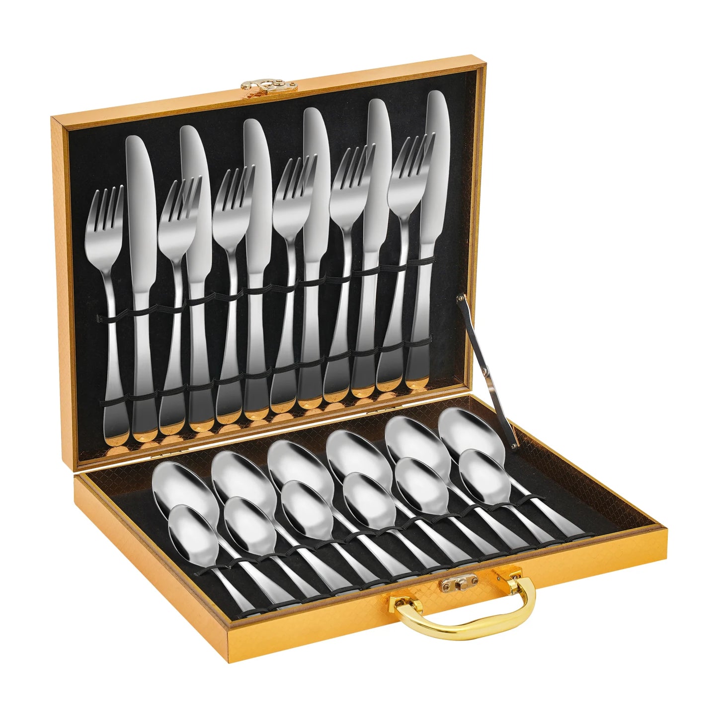 24Pcs/90Pcs Flatware Set Stainless Steel Silverware Utensil Kitchen Tableware Forks Knives Spoons Cutlery for Home Restaurant
