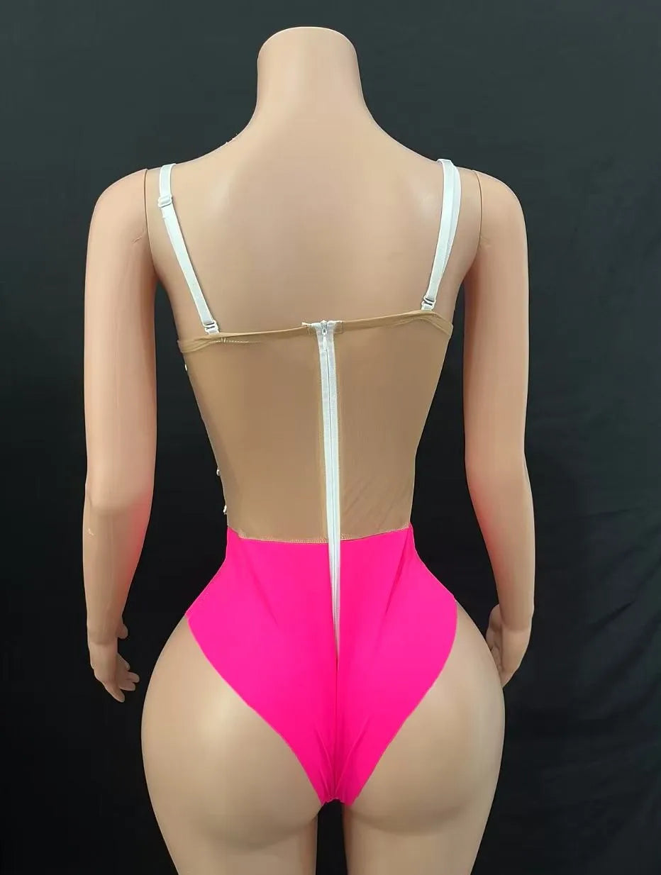Multi colored triangle jumpsuit, party dress, birthday dress, bar party, dance party, dance team, gogo, women's bar, nightclub,