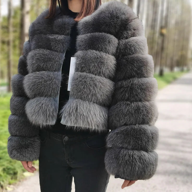 Maomaokong 2025 Natural Real Fox Fur Coat Women Winter Warm Luxury Fur Jacket Detachable Long Sleeves Female Vest Furry Coats