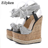 Eilyken Summer Solid White Platform Wedges Sandals Women Fashion High Heels Ankle Strap Ladies Open Toe Shoes
