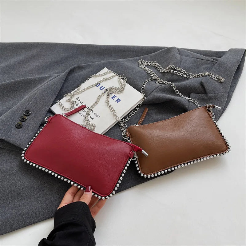 Solid color Design Crossbody Bags For Women Fashion Chain Mobile Phone Purses Fashion Shoulder Messenger Bag Sac A Main Female