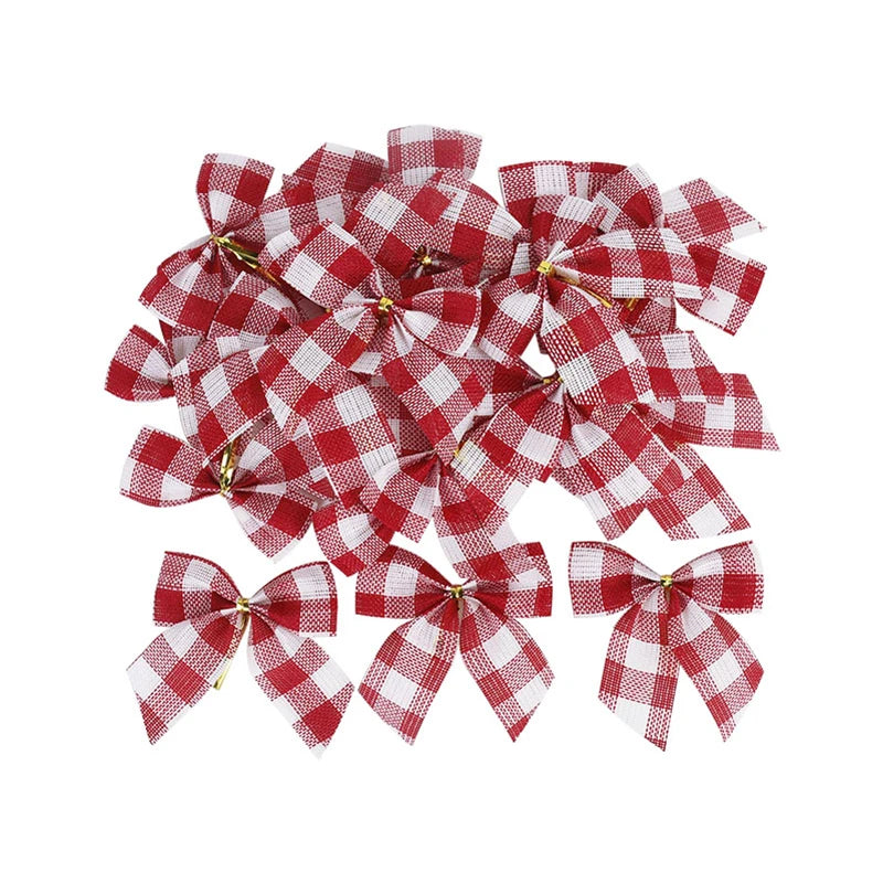 20/10pcs Linen Christmas Bow Decoration Christmas Tree Hanging Ornaments Bowknot For Xmas Wreath New Year 2024 Navidad Gifts Bow