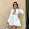 Sexy Fitted V-Neck Long-Sleeve Dress Elegant Solid Color High-Waist Pencil Skirt New Stylish Autumn/Winter Women's Banquet Dress