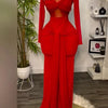 New Women's Long Dresses Sexy Round Neck Full Sleeve High Waist Elegant Splice Bodycon Evening Vestidos Maxi Party Night Dress