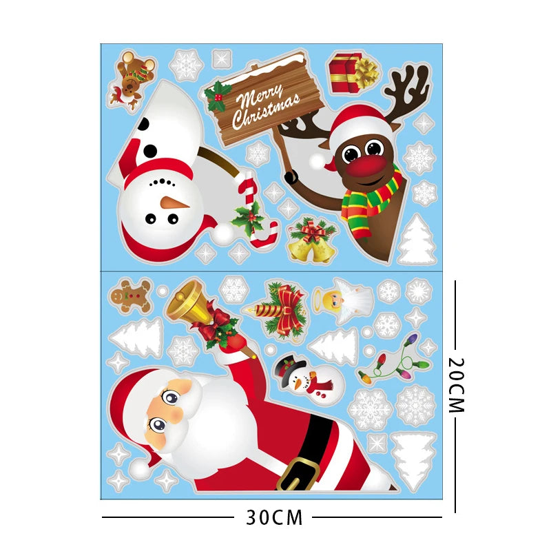 Christmas Window Sticker Merry Christmas Decorations For Home 2024 Cristmas Ornament Xmas Navidad Natal Gifts New Year 2025