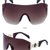 Oversized Shield Rimless Punk Sunglasses Women 2024 Luxury Brand Fashion Winged Sun Glasses For Ladies Shades Eyewear UV400