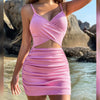 Women Sexy Cutout Bodycon Dress Euro Style Cross Back Straps Hollow Out Nightclub Party Evening Outfit Slim Fit Stretchy Dress
