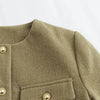 MUJER 2025 Cropped Tweed Jacket Woman Coat Button Long Sleeve Elegant Jackets For Women Short Coats Fashion New In Outerwears