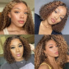 4/27 Deep Water Wave Short Bob Wigs Highlight Curly 13x4 Lace Front Wig Brazilian 100% Real Human Hair Wig Ombre Brown Short Wig