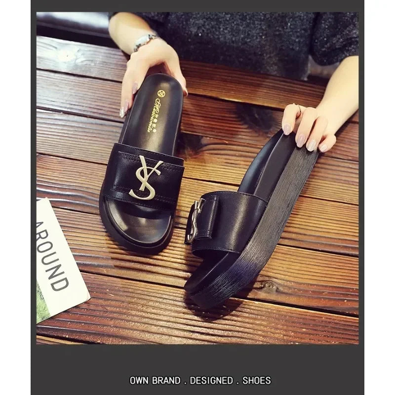 Slippers Summer Shoes Women Platform Design Slides Fashion Letters Ladies Shoes Casual Slipper Indoor Non-slip Slippers Sandals