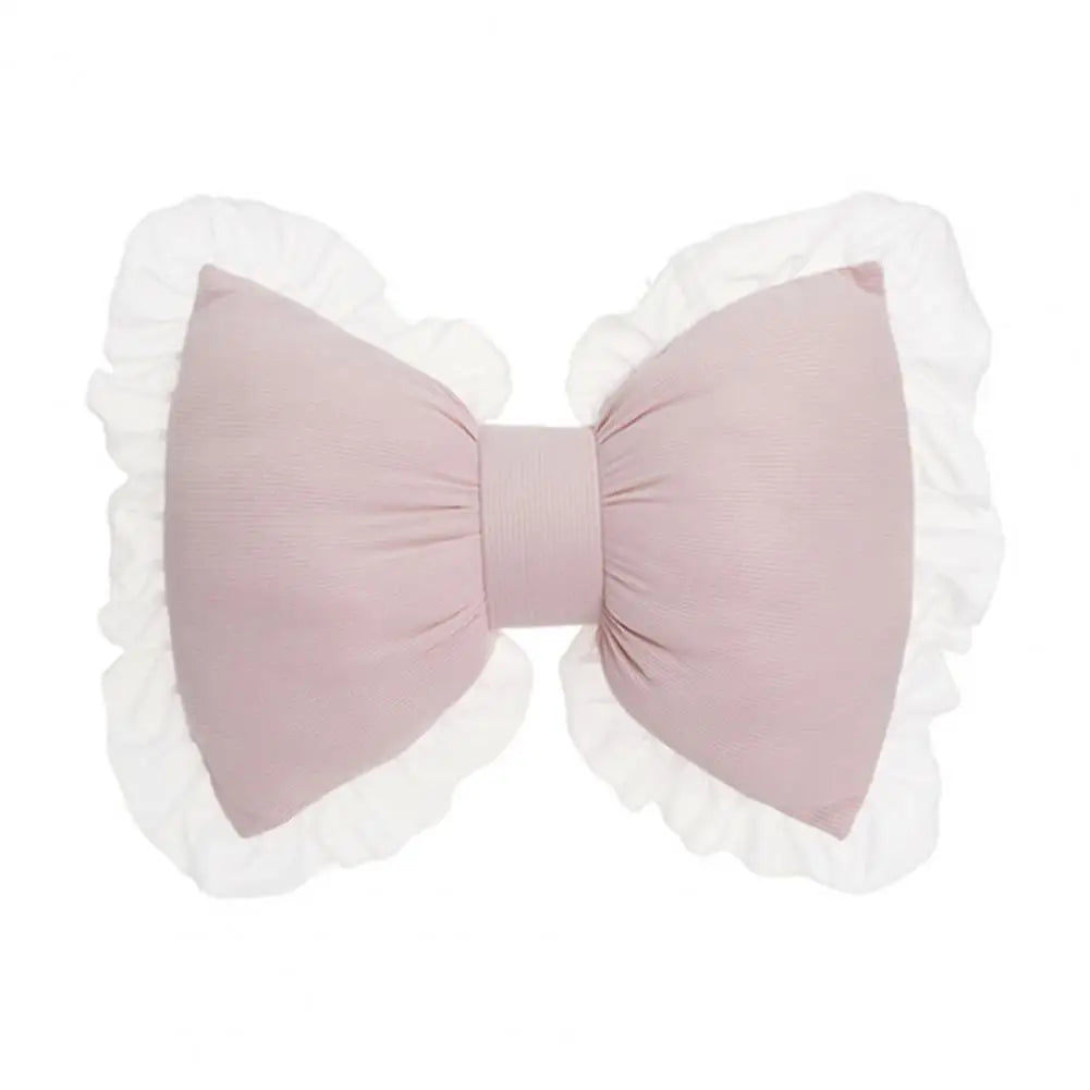 Pink Bow-shaped Pillow Ruffle Lace Decor Plush PP Cotton Filling Pillow Bed Couch Sofa Support Pillow Car Seat Companion Pillows
