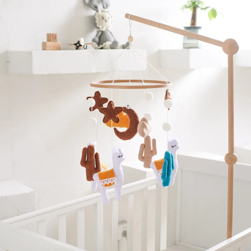 Baby Crib Mobile Rattle Toy 0-12Months Infant Soft Felt Teddy Velvet Pink Bear Bed Bell Hanging Toy Holder Bracket Crib Girl Toy