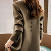 Khaki Black Green Women Solid Formal Blazer Coat Female Long Sleeve Single Button Straight Jacket For Office Ladies Work Wear