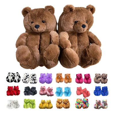 Highland Cattle Mode Bär Plüsch Pantoffeln Frauen Männer Haus Tiere Weiche Schuhe Weihnachtspantoffel Erwachsene Hausschuhe