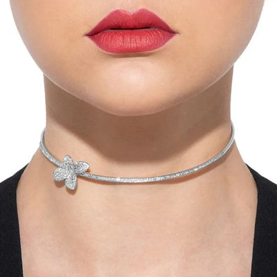 Ins Fashion Rhinestone Butterfly Collar Necklace Wedding for Women Simple Open Collar Choker Necklace Crystal Jewelry Gifts