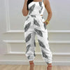New Summer Fashion Printed Sleeveless Jumpsuit Sexy Hollow Backless Lace Up Long Jumpsuits Elegant Casual Jumpsuit With Pocket