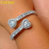 2025 New Iced Out Bling Opened Heart Zircon Charm Bracelet Rectangle AAA CZ Hearts Bangle For Men Women Hiphop Luxury Jewelry