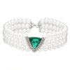 KMVEXO Multi Layered Simulated Pearl Green Crystal Choker Necklace Collar Statement Boho Clavicle Chain Necklace Women Jewelry