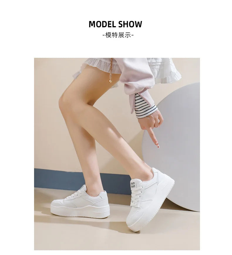2025 New spring shoes for women green trainers platform lace up sneakers woman hip hop chunky sports shoes faux leather sneaker