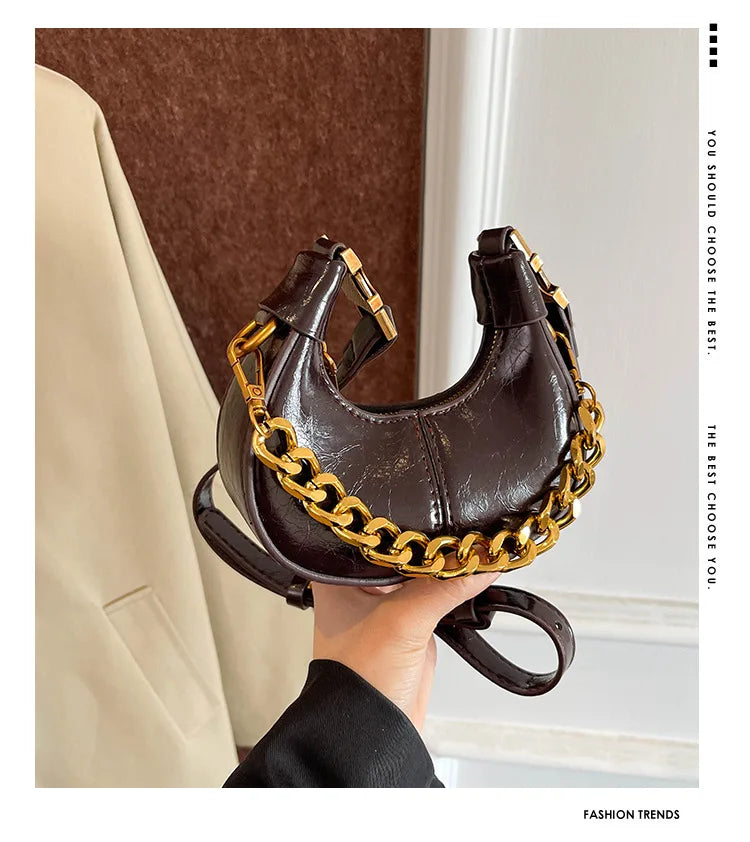 2024 Autumn Winter Mini Crossbody Bags For Women Luxury Half Moon Handbags For Ladies Purse Handle Bags Female Small Bag