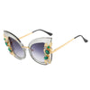 Luxury Diamond Cat Eye Sunglasses Women Fashion Oversized Butterfly Sun Glasses Female Steampunk Goggles Eyewear Shades Oculos