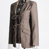 TWOTWINSTYLE Patchwork Lace Up Hollow Out Blazer For Women Notched Collar Long Sleeve Tunic Designer Blazers Female Fashion New