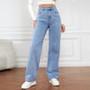 Fashion retro blue jeans women y2k High street baggy straight pants High waisted all-in-one slim pants