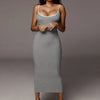 Kliou strap backless sexy bodycon midi long dress new women high waist cotton striped dresses elegant fashion party clothes