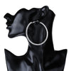 30-80mm Big Hoop Earrings For Women Girls Circle Crystal Rhinestone Earrings Black Gold Silver Color Round Earings Party Gift