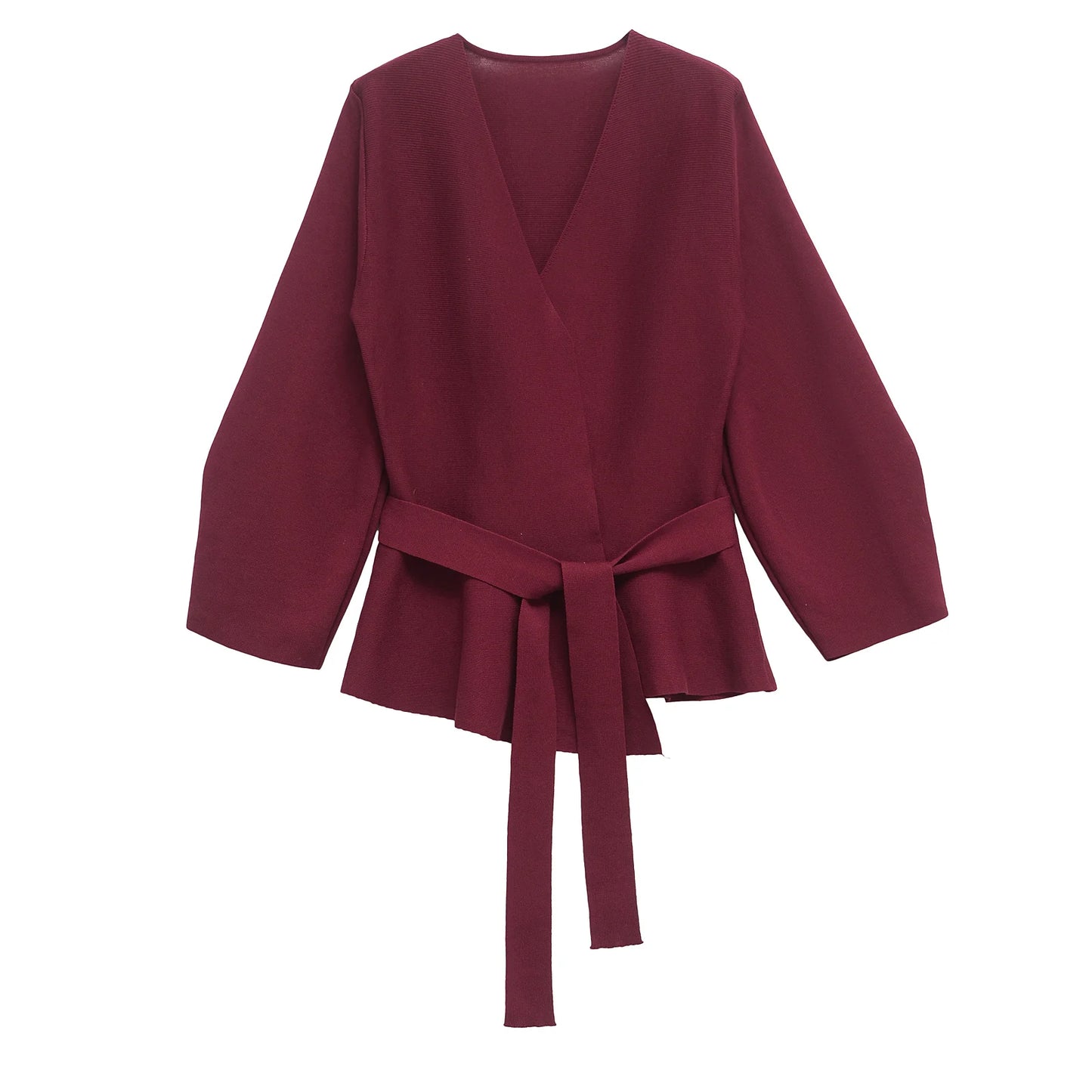 TRAFSHE Spring Women Shoulder Pad Belt Knit Blazer Women Retro V-neck Long Sleeve Versatile Female Coat Women Clothes 9598/128