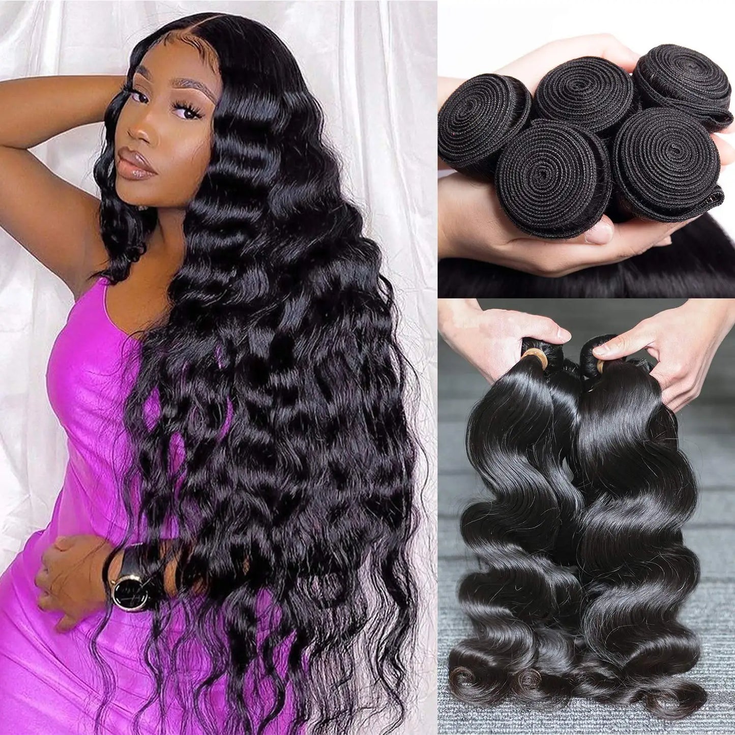 12A Brazilian Body Wave Bundles 100% Unprocessed Virgin Hair Body Wave 3 Bundles Human Hair Weave Bundles Deals Natural Black