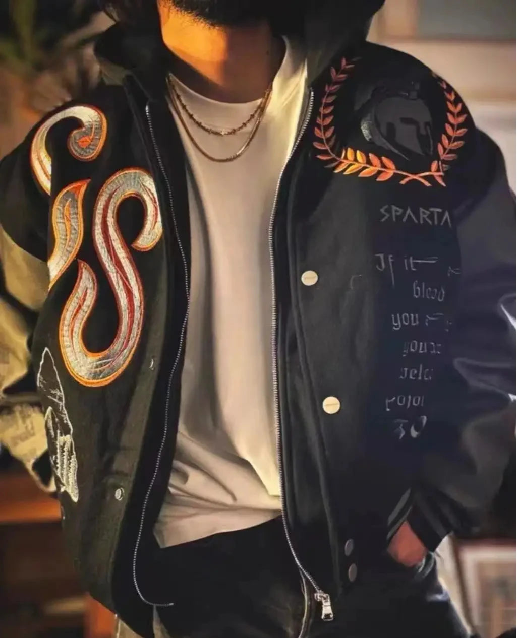 Embroidery Varsity Jacket Men PU Leather Sleeves Oversized Bomber Jackets Women Baseball Coats Streetwear Men Clothing