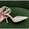 Luxury Crystal Sequined Women Pumps Elegant Thin High heels Spring Summer Fashion Chains Party Shoes Sexy Wedding Bridal Shoes