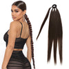 Ponytail Extensions Synthetic Boxing Braids Wrap Around Chignon Tail With Rubber Band Hair Ring 26 Inch Brown Ombre Braid DIY