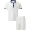 2025 Men Europe and the United States new summer Waffle solid color zip-up lapel short-sleeve suit shorts two sets