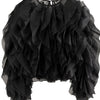 TWOTWINSTYLE Elegant Patchwork Ruffles Chiffon Blouses Women O Neck Lantern Long Sleeve Loose Shirt Female Clothing Fashion