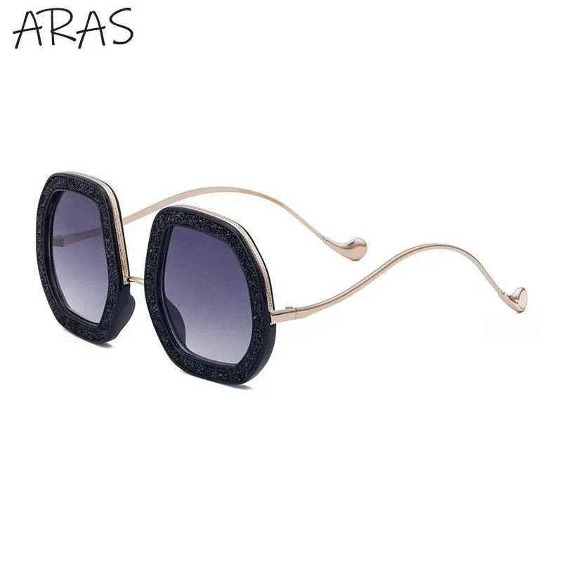 Oversized Luxury Diamond Shiny Sunglasses Women Irregular Round Crystal Sun Glasses Men UV400 Shades Eyewear Polygonal Sunglass
