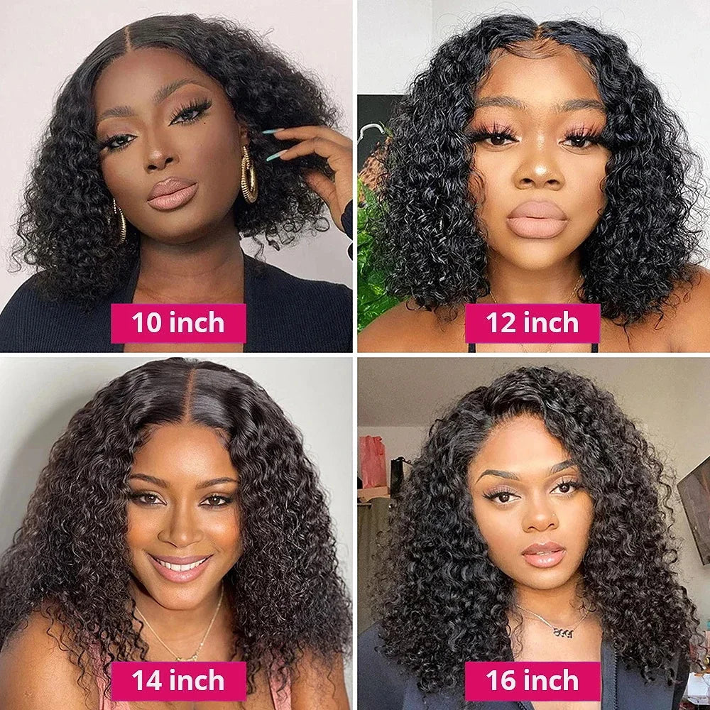 Wear And Go Water Wave Bob Lace Wig For Women Curly 6x4 Glueless Human Hair Wig 4x4 Ready To Go Human Hair Wigs Pre-Cut Lace Wig