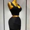 Women Sexy Top Short Skirt Bodycon Bandage Two Pieces Sets White Black 2025 Evening Party Luxury Birthday Outfit Nightclub Suits