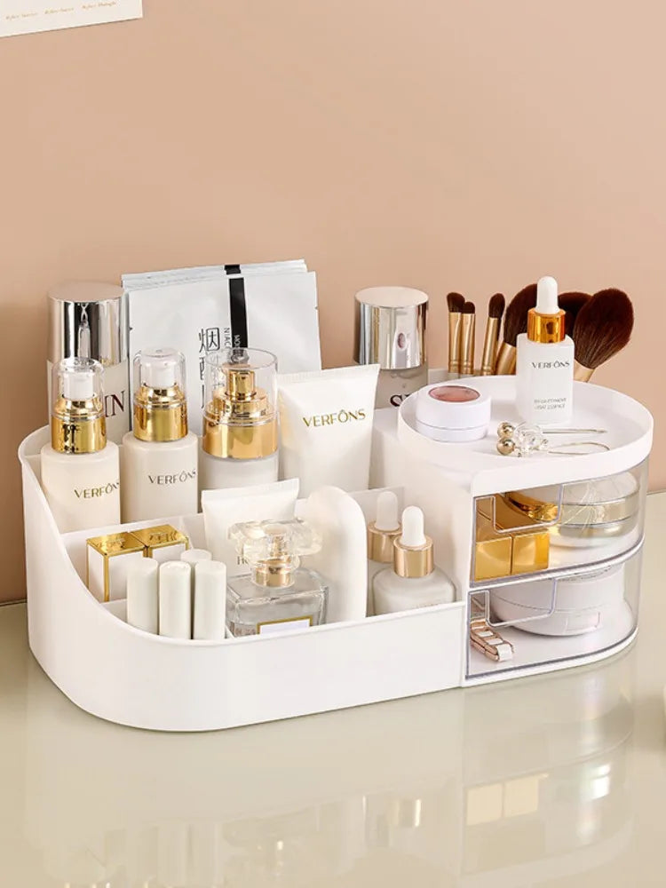 Drawer Type Cosmetics Storage Box, Desktop Dresser Skin Care Shelf, Office Stationery Lipstick Makeup Box Bedroom Home