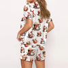 Nutcracker Pajamas Women Christmas Pajama Set Short Sleeve Tops+Elastic Waist Shorts Santa Claus Avatar Print Sleepwear Outfits