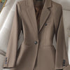 High Quality Long Sleeve Female Blazer Women Blue Coffee Khaki Single Button Slim Jacket Ladies Business Work Wear Formal Coat