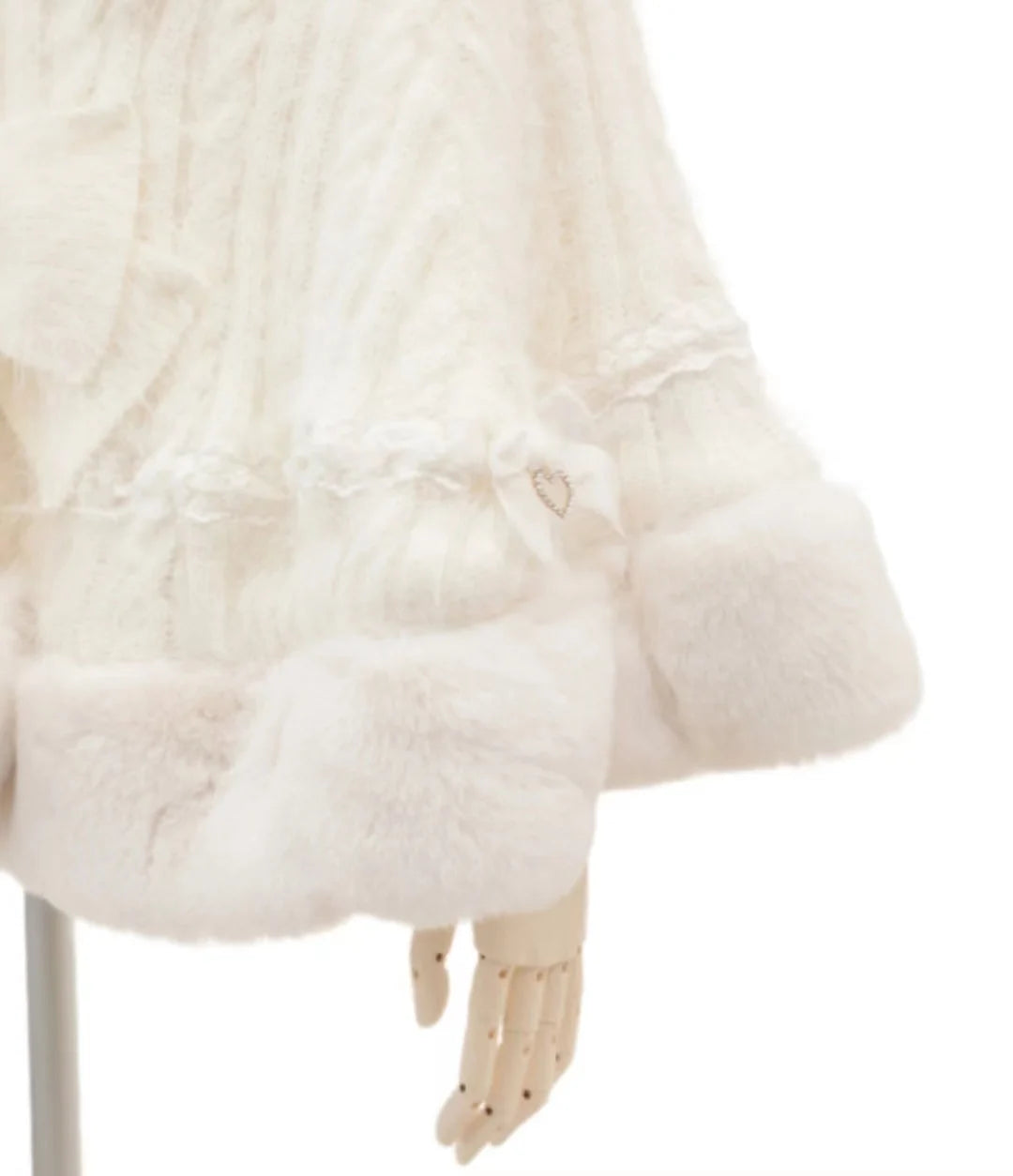 Japanese Liz Sweet Princess Faux Rabbit Fur Cape Coat Women Autumn Winter Fur Jacket Loose Clock Rhinestone Bow Hooded Coat