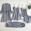 TOP Silk Robe Sleep Suit Womens Lace Satin Pajamas Gown Set V-Neck Cami Nighties Wear Pijama Home Nightwear Spring Nightdress