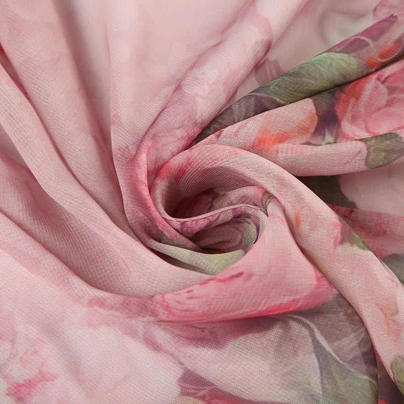 BIIKPIIK Vacation Ruffles Skirts Fashion Floral Print Vintage Elegant Women Skirts Designed Semi-perspective Sexy Holiday Bottom